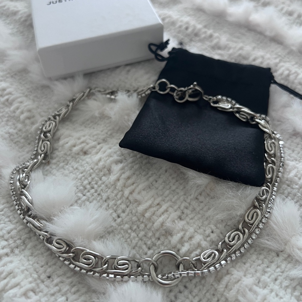 Justine Clenquet Crystal Necklace with Interlaced Chains